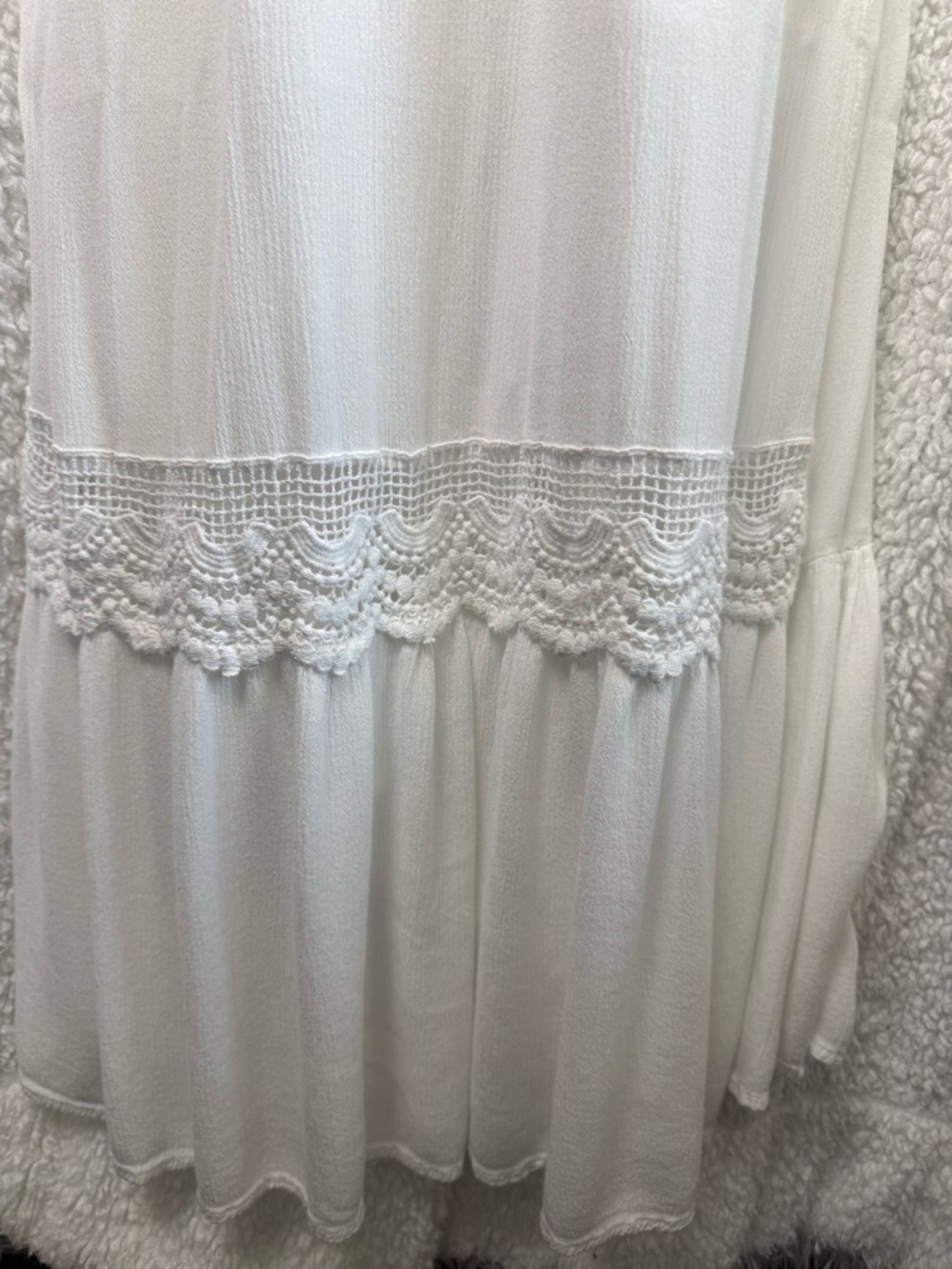 Bailey Blue 100% Rayon Sleeveless Lined White Crochet-Detail Maxi Dress Sz M - Picture 4 of 11